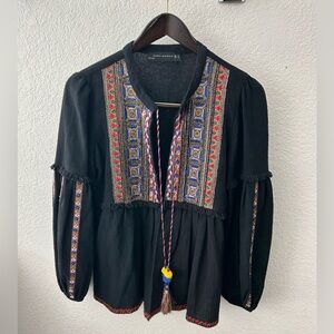 NWOT Zara Multicoloured Trafaluc embroidered jacket